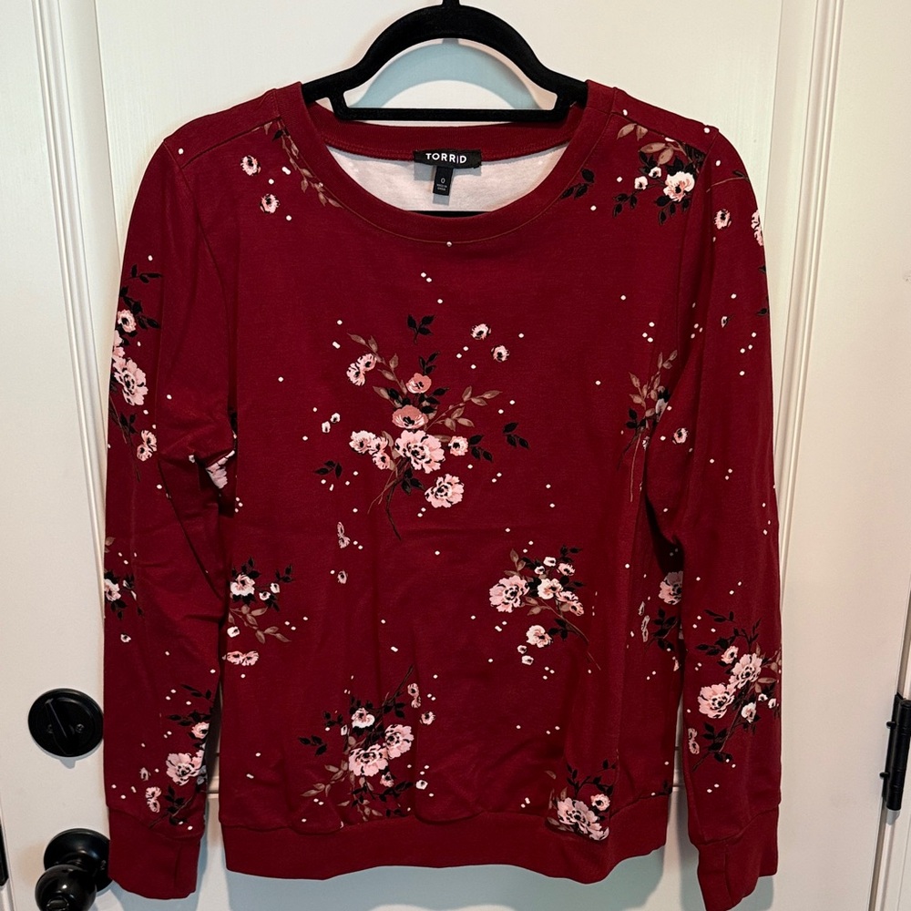 Torrid Burgundy Floral Sweatshirt